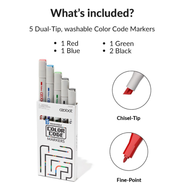 Ozobot Color Code Markers 5-pack Washable Dual Tip - Image 5