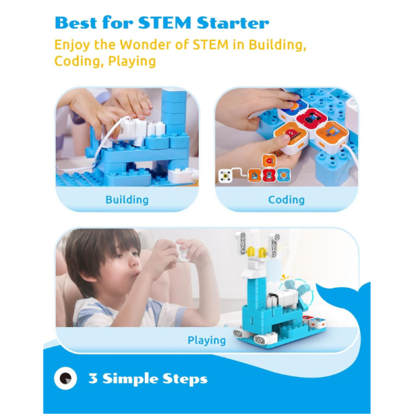 WhalesBot A3 12-in-1 STEM Blocks Coding Robot Kit Screen-Free Coding STEM Robotics Ages 3+ - Image 3