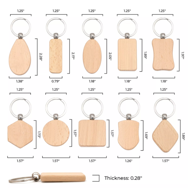 xTool Rounded Rectangle Wooden Keychain (10pcs) - Image 12