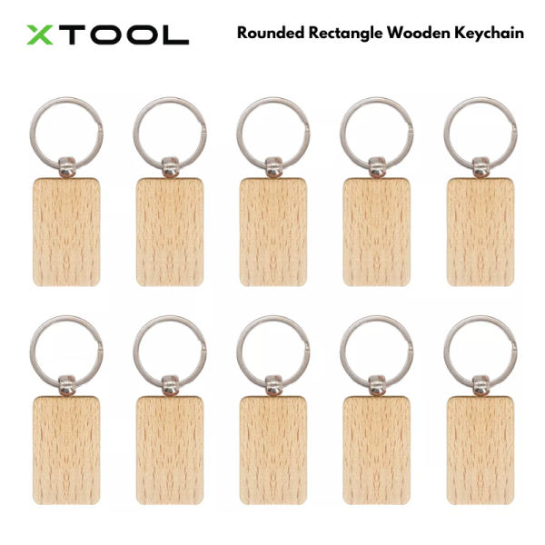 xTool Rounded Rectangle Wooden Keychain (10pcs) - Image 4