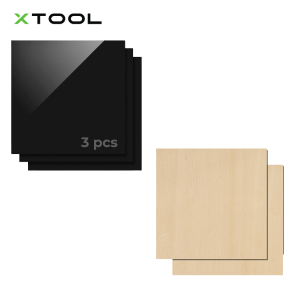 xTool 3MM Black acrylic 30*30cm 3pcs, 3mm Basswood Plywood 12*12inch 30pcs