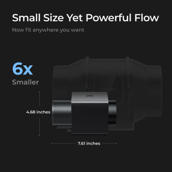 xTool SafetyPro™ IF2 Hyper Flow Inline Duct Fan, 14000RPM Dual Fans Smoke Extractor for Laser Cutting - Image 2