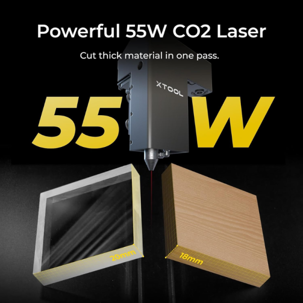 xTool P2 55W CO2 Laser Cutter, Smart Desktop CO2 Laser Engraver and Cutter Machine, Dual Smart 16MP Cameras, Curved Surface Engraving - Image 3