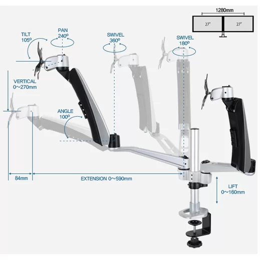 Infinite Monitor Arm MR127 (Dual Monitor) - Image 6