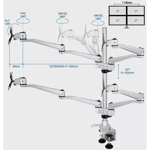 Infinite Monitor Arm MR160 (Four Monitors) - Image 6