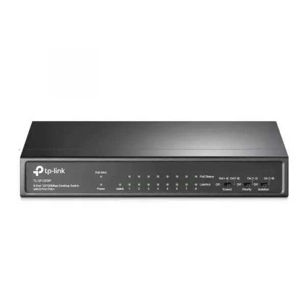 TP-Link TL-SF1009P — 9-Port 10/100Mbps Desktop Switch with 8-Port PoE+