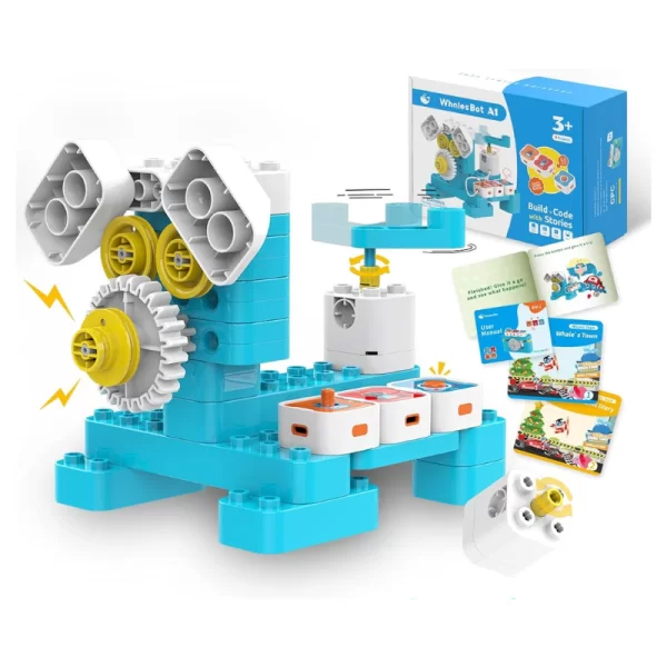 WhalesBot A1 8-in-1 STEM Blocks Coding Robot Kit for Kids Ages 3+ Safe and Durable STEM Education