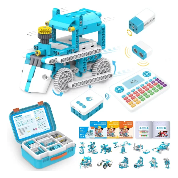 WhalesBot D3 Pro 12-in-1 STEM Wecode Pad Coding Robot Kit for Kids Ages 6+ Learn Coding & Construction