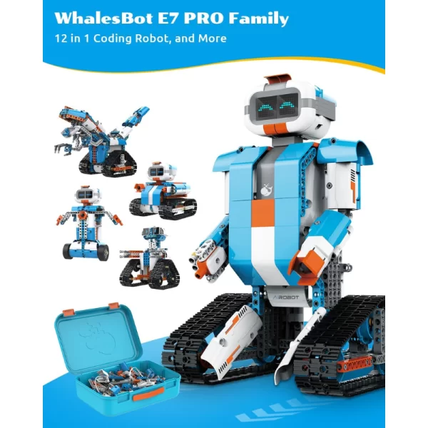 WhalesBot E7 Pro 12-in-1 STEM APP Coding Robot Kit Scratch Programming for Kids Ages 8+ - Image 2