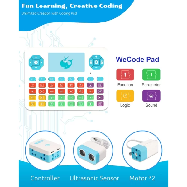 WhalesBot D3 Pro 12-in-1 STEM Wecode Pad Coding Robot Kit for Kids Ages 6+ Learn Coding & Construction - Image 3