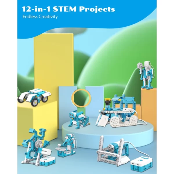 WhalesBot D3 Pro 12-in-1 STEM Wecode Pad Coding Robot Kit for Kids Ages 6+ Learn Coding & Construction - Image 5