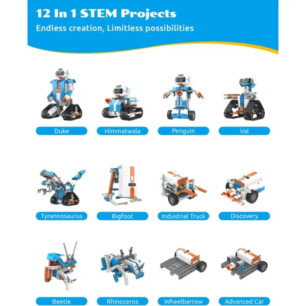 WhalesBot E7 Pro 12-in-1 STEM APP Coding Robot Kit Scratch Programming for Kids Ages 8+ - Image 7